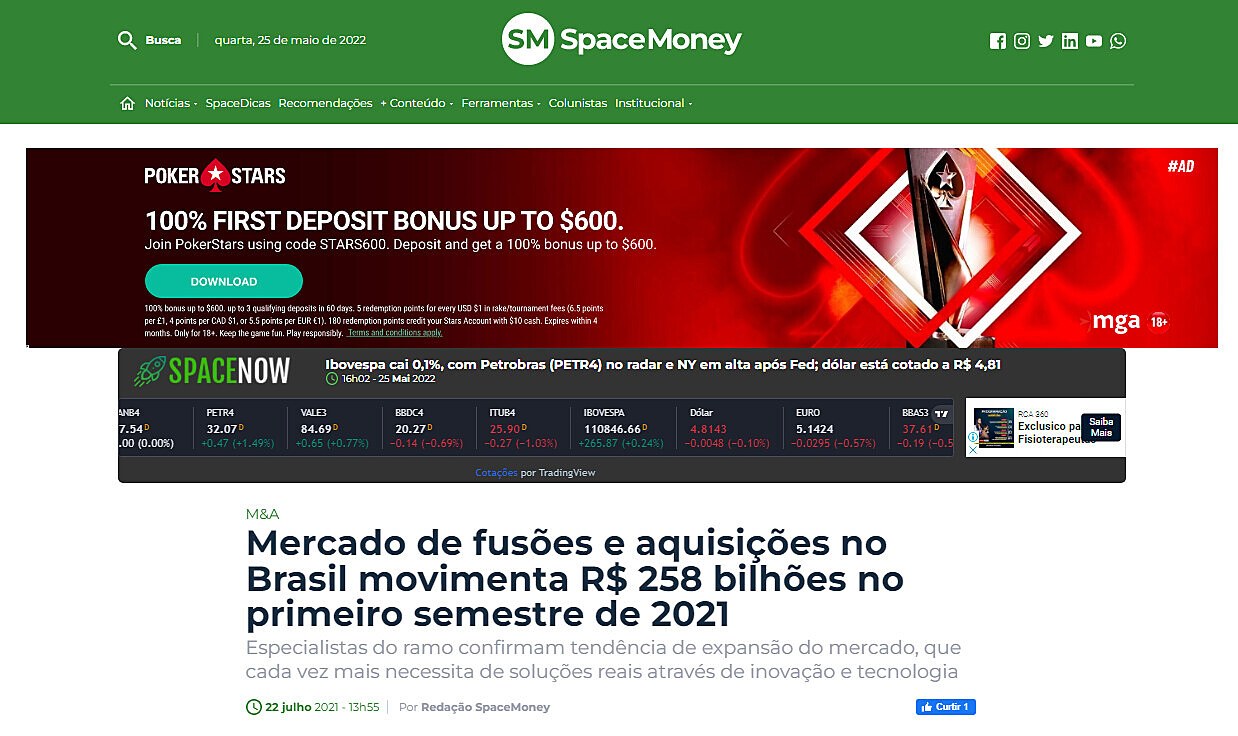 Mercado de fuses e aquisies no Brasil movimenta R$ 258 bilhes no primeiro semestre de 2021